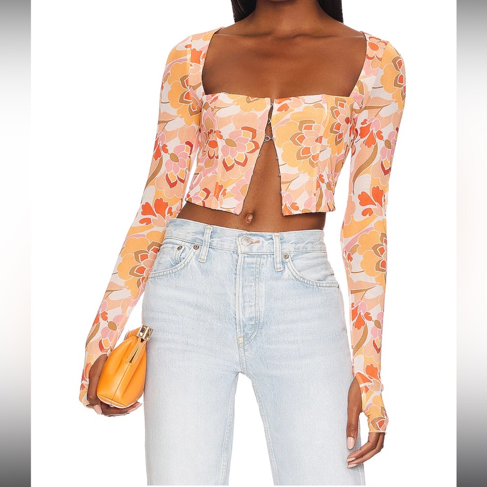 AFRM crop top in vintage coral floral - size XS